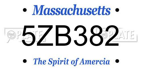 5ZB382 Massachusetts License Plate