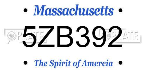 5ZB392 Massachusetts License Plate
