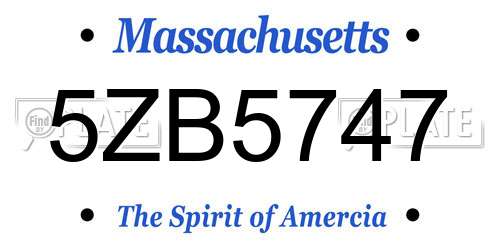 5ZB5747 Massachusetts License Plate