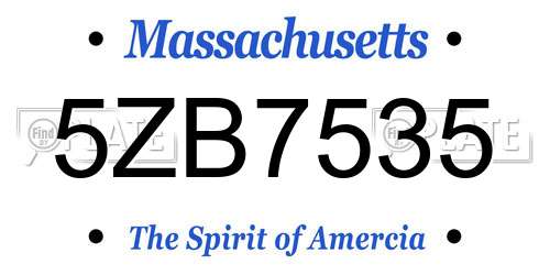 5ZB7535 Massachusetts License Plate