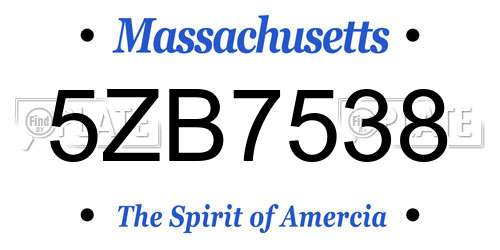 5ZB7538 Massachusetts License Plate