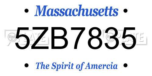 5ZB7835 Massachusetts License Plate