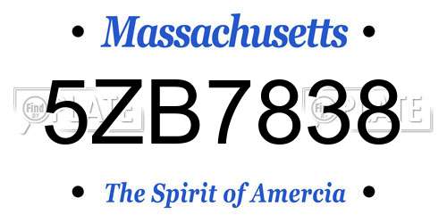 5ZB7838 Massachusetts License Plate