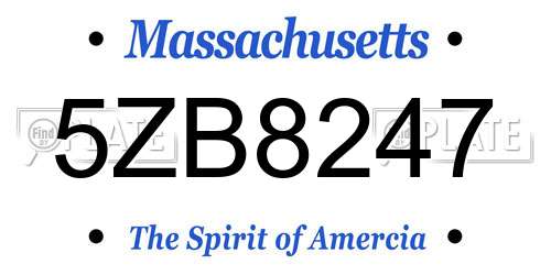 5ZB8247 Massachusetts License Plate