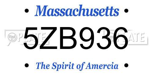 5ZB936 Massachusetts License Plate