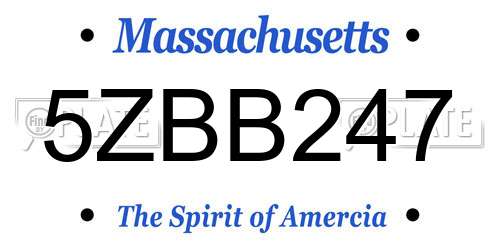 5ZBB247 Massachusetts License Plate