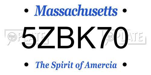 5ZBK70 Massachusetts License Plate
