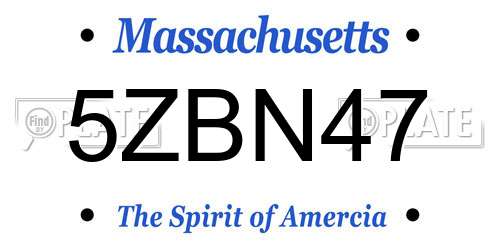 5ZBN47 Massachusetts License Plate