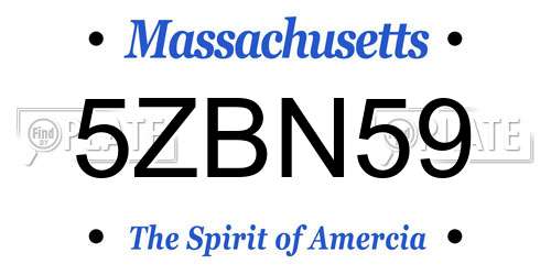 5ZBN59 Massachusetts License Plate