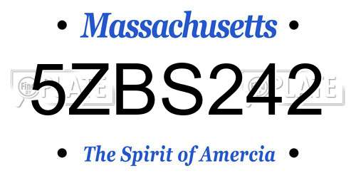 5ZBS242 Massachusetts License Plate