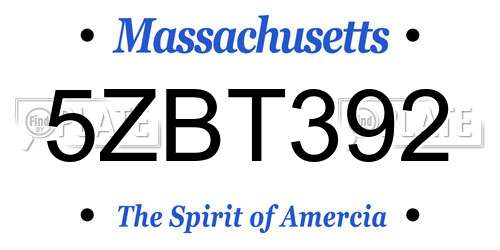 5ZBT392 Massachusetts License Plate