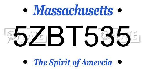 5ZBT535 Massachusetts License Plate