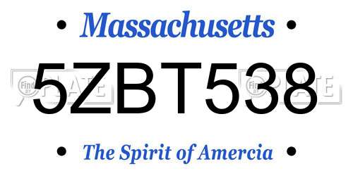 5ZBT538 Massachusetts License Plate
