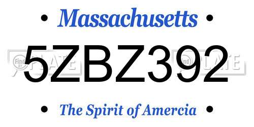 5ZBZ392 Massachusetts License Plate