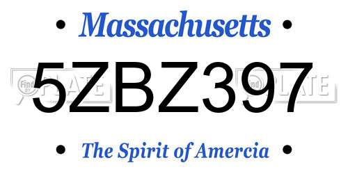 5ZBZ397 Massachusetts License Plate