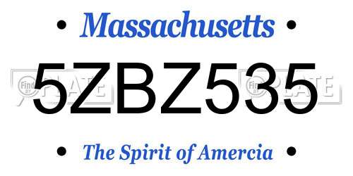 5ZBZ535 Massachusetts License Plate
