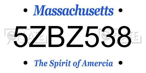 5ZBZ538 Massachusetts License Plate