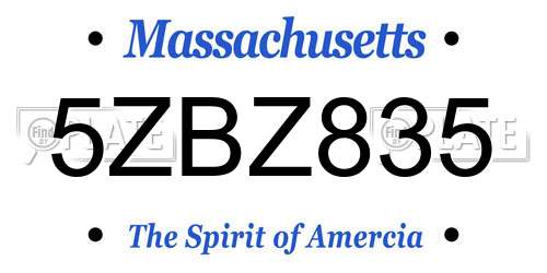 5ZBZ835 Massachusetts License Plate
