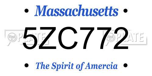 5ZC772 Massachusetts License Plate