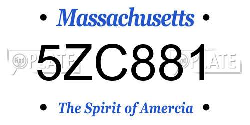 5ZC881 Massachusetts License Plate