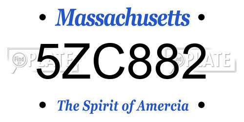 5ZC882 Massachusetts License Plate