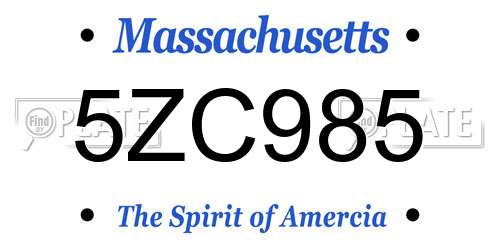 5ZC985 Massachusetts License Plate