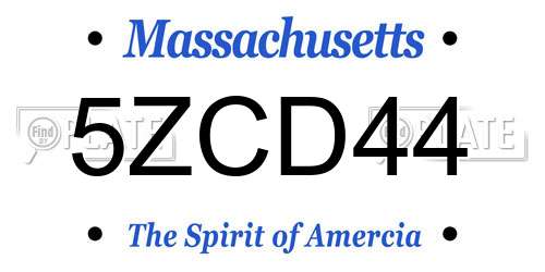 5ZCD44 Massachusetts License Plate