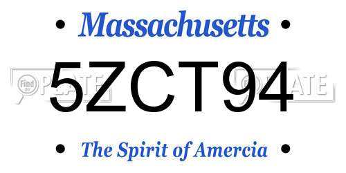 5ZCT94 Massachusetts License Plate