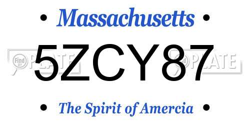 5ZCY87 Massachusetts License Plate