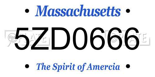 5ZD0666 Massachusetts License Plate