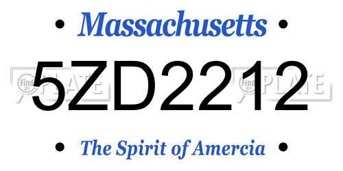 5ZD2212 Massachusetts License Plate