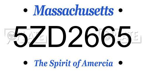 5ZD2665 Massachusetts License Plate