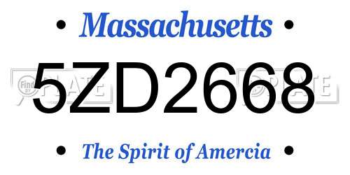5ZD2668 Massachusetts License Plate