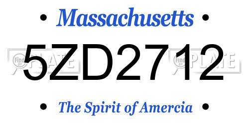 5ZD2712 Massachusetts License Plate