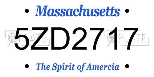 5ZD2717 Massachusetts License Plate