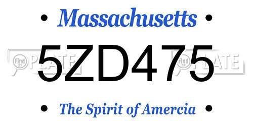5ZD475 Massachusetts License Plate