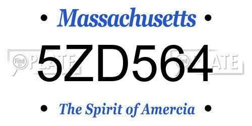 5ZD564 Massachusetts License Plate