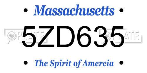 5ZD635 Massachusetts License Plate