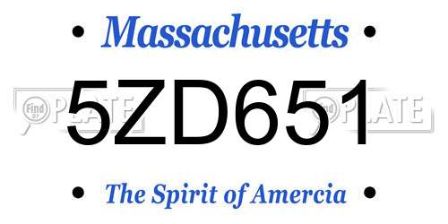 5ZD651 Massachusetts License Plate