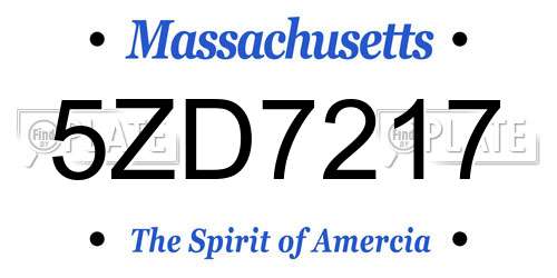 5ZD7217 Massachusetts License Plate