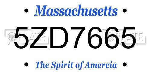5ZD7665 Massachusetts License Plate