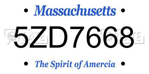 5ZD7668 Massachusetts License Plate