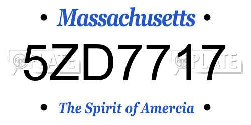 5ZD7717 Massachusetts License Plate
