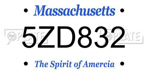 5ZD832 Massachusetts License Plate
