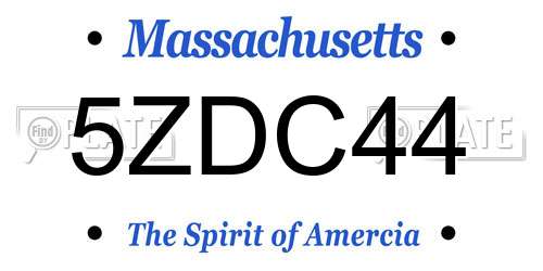 5ZDC44 Massachusetts License Plate