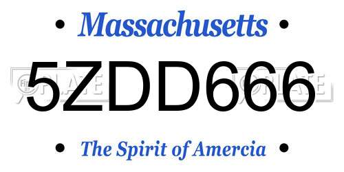 5ZDD666 Massachusetts License Plate