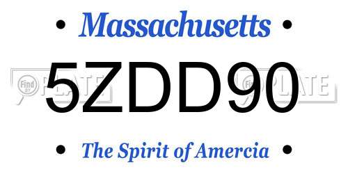 5ZDD90 Massachusetts License Plate