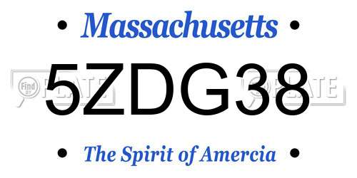 5ZDG38 Massachusetts License Plate