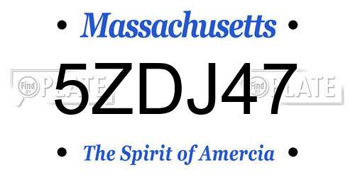 5ZDJ47 Massachusetts License Plate