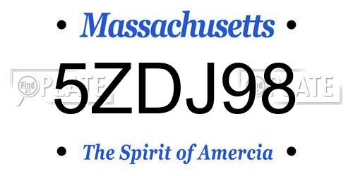 5ZDJ98 Massachusetts License Plate